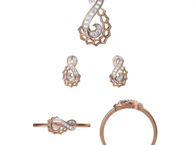 Light wt Ring Earrings Pendant set stl jcd 1-render details 3D print model 55