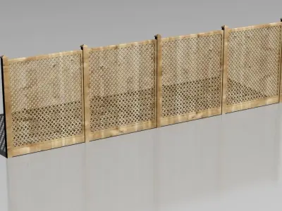 Wooden fence 01 3D model