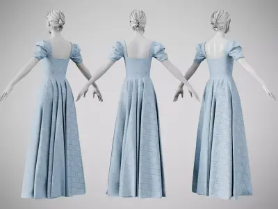 Dress 07 Light Blue Low-poly 3D model