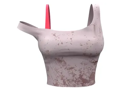 Female Stained Off Shoulder Crop Top Low-poly 3D model