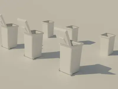 Garbage Box - Lowpoly Trash Can with Wheels Low-poly 3D model