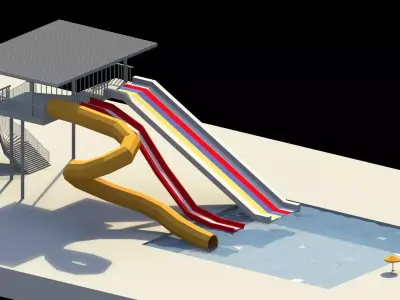 Low Poly Water Slides Low-poly 3D model