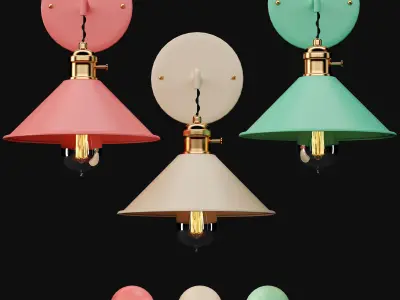 light-06 wall lamp with gold shade 3D model