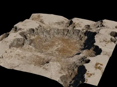 Crater 3D model rock formation in desert Low-poly 3D model