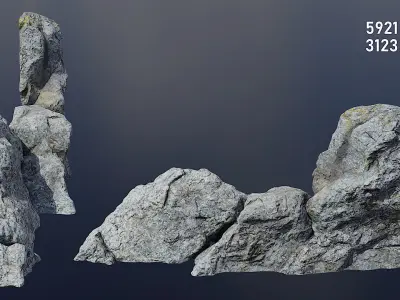 Rocks Covered in Lichen 10 Pack Low-poly 3D model