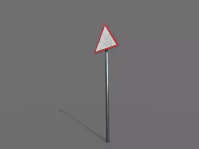 Triangular Traffic Sign Low-poly 3D model