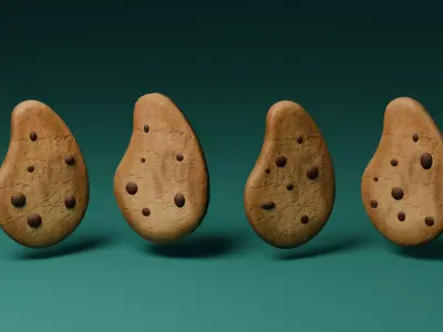Chocolate chip biscuit 3D model