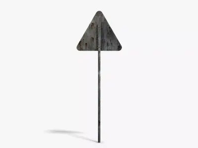 Damaged Wild Animals Sign Low-poly 3D model