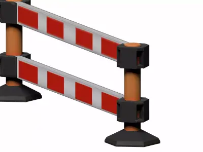 Orange white striped barricade Low-poly 3D model