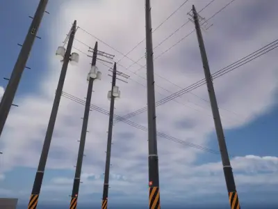 Korean Utility pole Low-poly 3D model