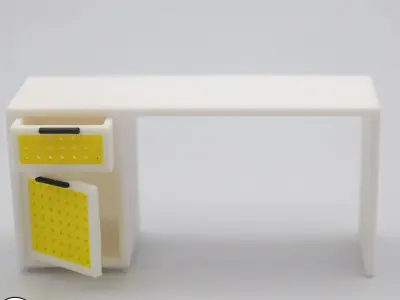 Desk with functional door drawer and customizable panel  3D print model