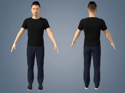 Realistic binding male staff Low-poly 3D model