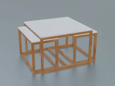 Furniture Nesting Tables Minimalist Low-poly 3D model