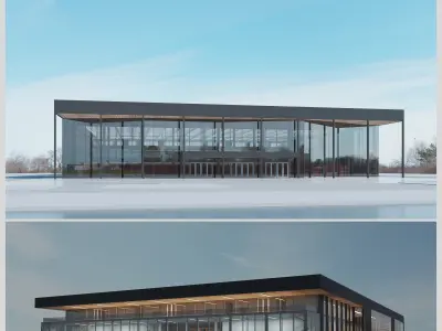 Dance school with a grandstand for 600 people  Sports facility  Low-poly 3D model