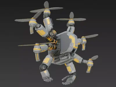 Industrial Multi Arm Drone Low-poly 3D model