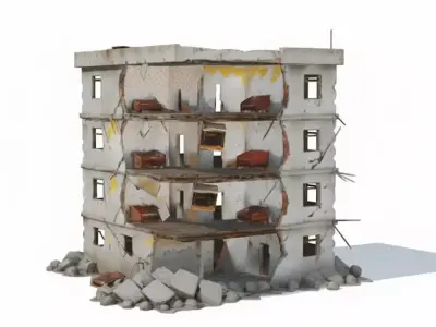 Shattered Heights Apartment Block 3D Model Low-poly 3D model