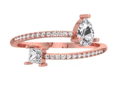 Open End Light Weight Pear Princess stone Band Ring 3D print model