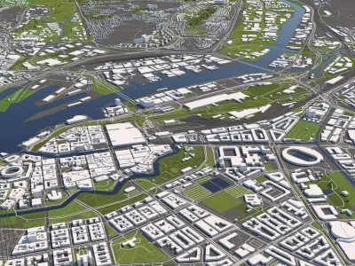 Gothenburg Sweden 50x50km 3D City Map 3D model