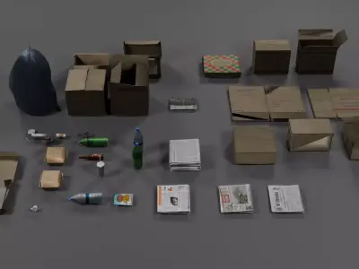 Trash Kit  Low-poly 3D model