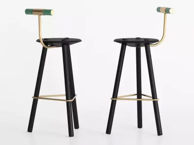 Tripod pair of bar stools 3D model