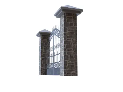 Ornamental Wrought Iron Gate Low Poly PBR 3D Model Low-poly 3D model
