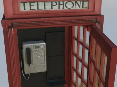 Red Telephone Box Model - Game Ready Low-poly 3D model