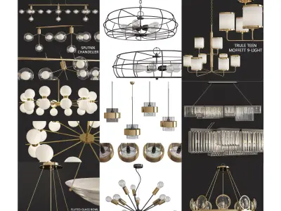 Chandeliers 3d models Collection 10 models Low-poly 3D model buy