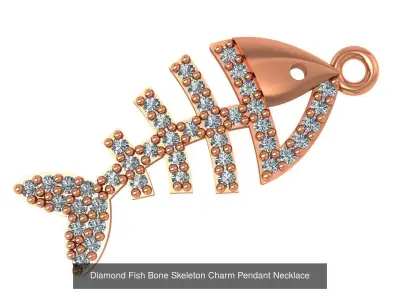 10 Diamond Fish  Charm Pendant Necklace  3D Model Pack