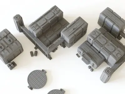 Sci fi Colony Modules Collection for tabletop scenery 3D print model
