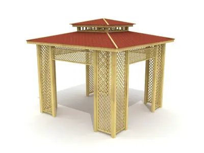  Outdoor Wood Gazebo 003 3D model