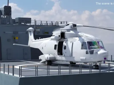  Naval Destroyer with Transport Helicopter 