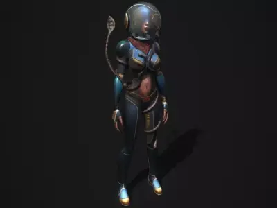 Annelies - Retro Sci-Fi Girl Low-poly 3D model