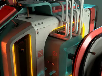 Cuboid futuristic device Low-poly 3D model