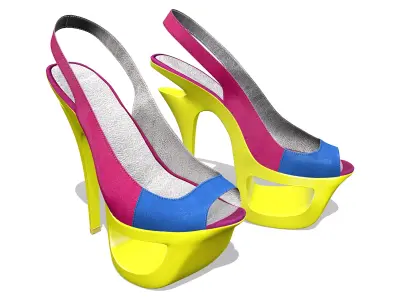 Womens Fancy Colorful Suede Peeptoe Pumps Low-poly 3D model