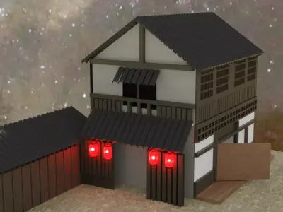 Japanese house Low-poly 3D model