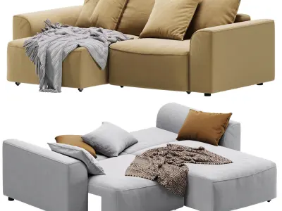Corner Sofa Napa Velvet Silver 3D model