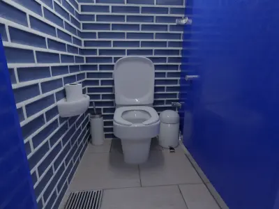 Public Restroom Assets Low-poly 3D model