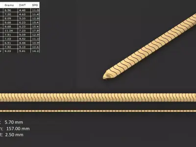 Ultra light shiny gold bracelet 3D print model
