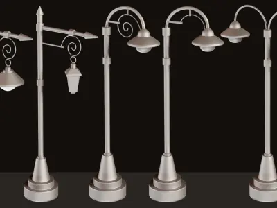 63 STREET LIGHT BASE MESH VOL01  Low-poly 3D model