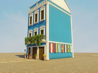 SOUTH AMERICAN BUILDING 007 Low-poly 3D model