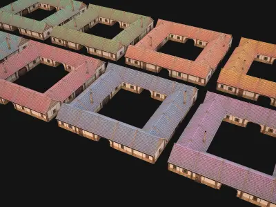 Medieval Courtyard Building House 5 Low-poly 3D model