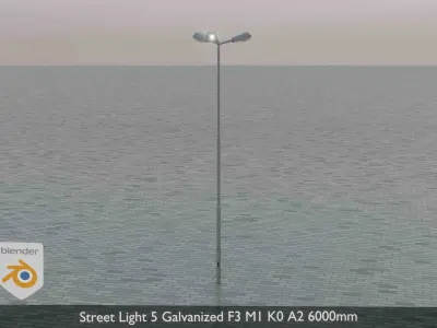 Street Light 5 Galvanized F3 M1 K0 A2 6000mm Low-poly 3D model