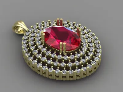  Gold Diamond Women Pendant 3D print Model 3D print model
