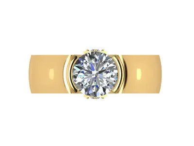 Ring086 gold engagement ring with diamond 3D print model