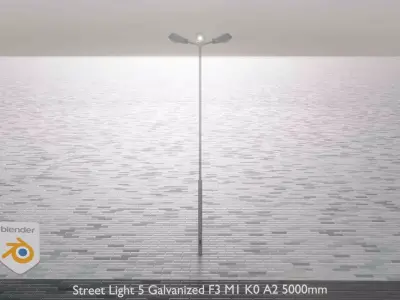 Street Light 5 Galvanized F3 M1 K0 A2 5000mm  Low-poly 3D model