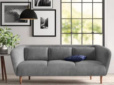 Javon Velvet Sofa - 2 Colour 3D model