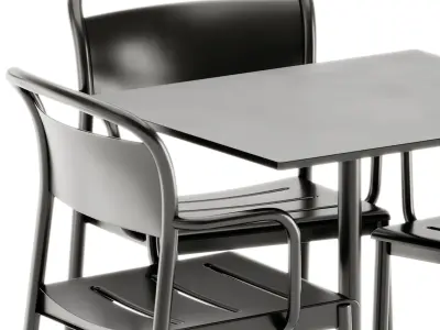 Muuto Linear Steel Armchair and Still Cafe Table Square 3D model