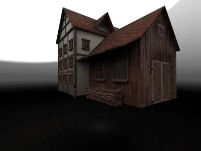 Stylised Water Mill  Low-poly 3D model