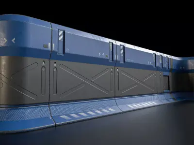 Sci-fi Modular Wall Kit PBR Low-poly 3D model