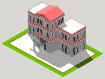 School building Low-poly 3D model